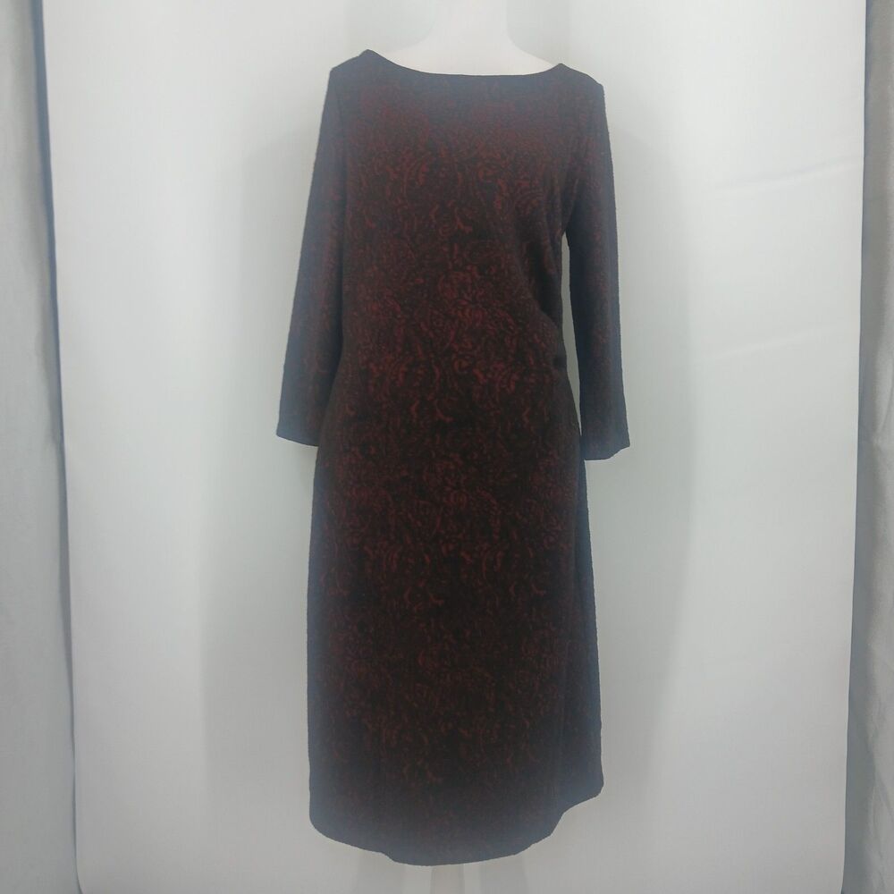 womans size medium talbots red and black long sleeve classic midi dress teacher